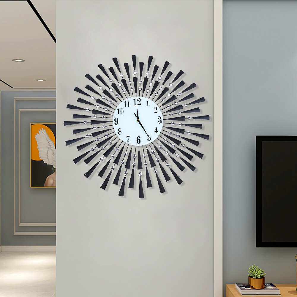 Handmade Metal Wall Clock 70 × 70 cm Black Silent Sweep 24 × 24 cm Glass Dial