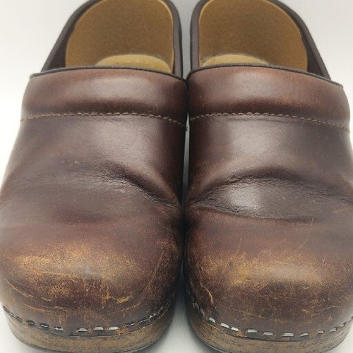 Dansko Brown Woven Leather Mules Clogs Professional Shoes Women’s Sz 37 - Picture 3 of 8