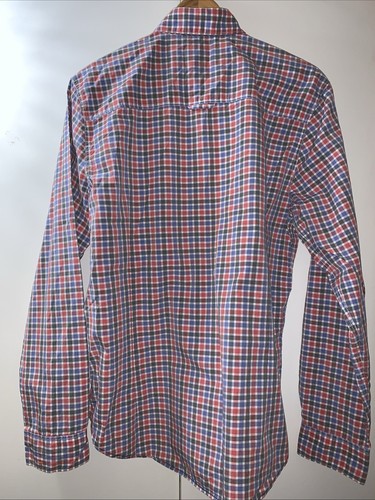 Camisa Springfield Hombre Talla Grande Naranja Rojo Cuadros Manga Larga - Imagen 8 de 13