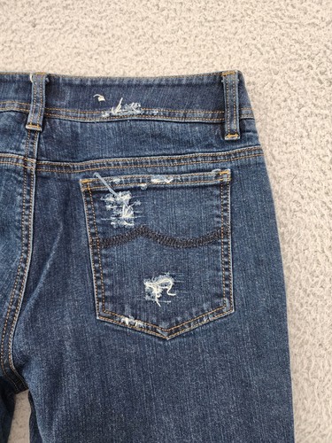 Jones New York Jeans Womens 4 Blue Boot Cut Distressed Dark Wash Mid Rise Denim - Picture 12 of 13