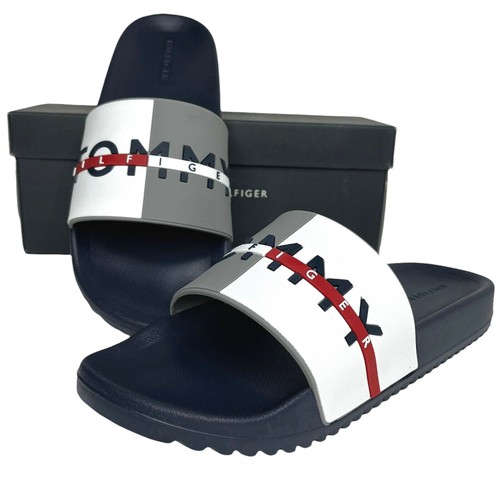 Tommy Hilfiger Mens Rafael Slide Sandals Size 11-12 Gray White Blue  Lightweight | eBay