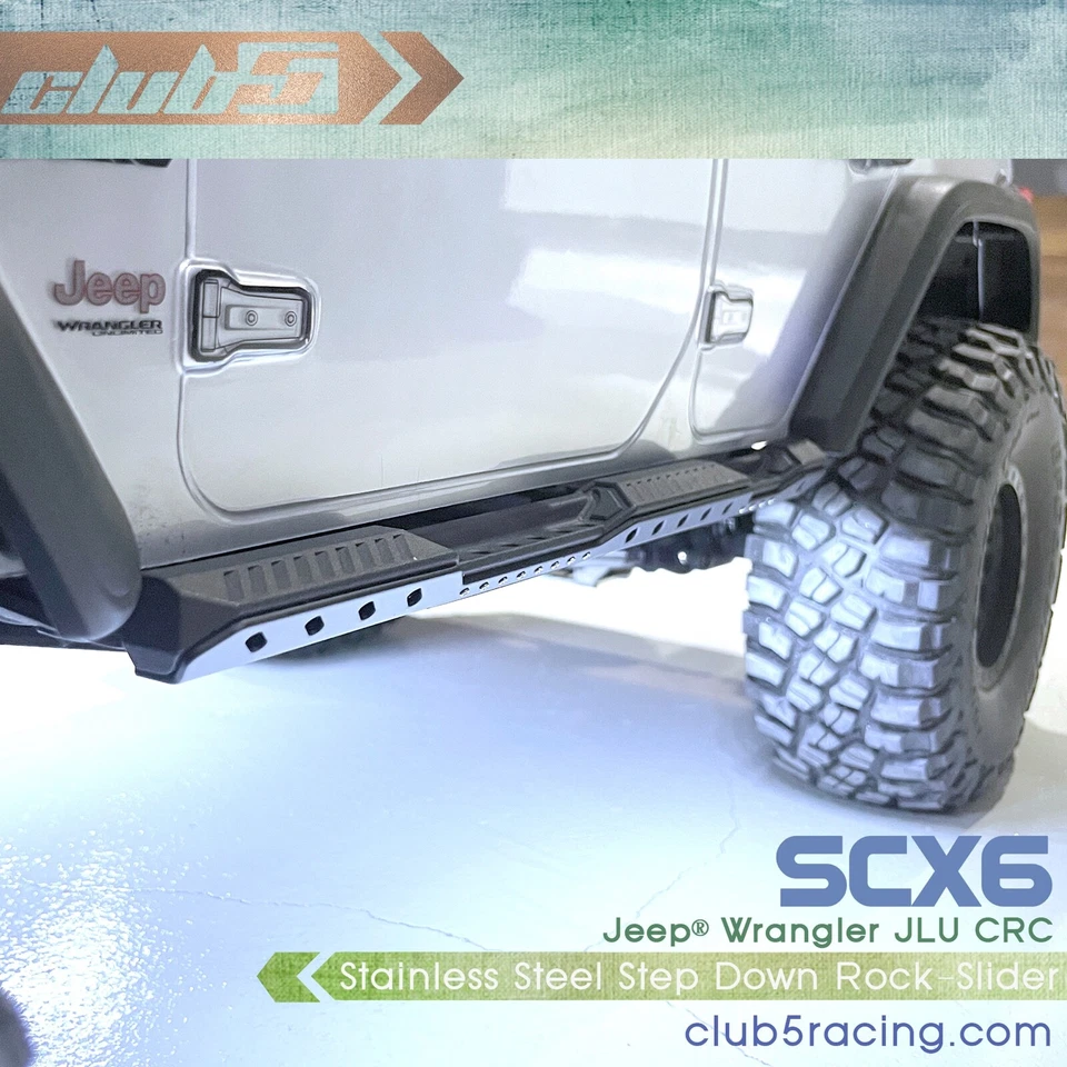 SCX6 Jeep JLU Rock Sliders Black Anodized w/ Courtesy Lights - Image 4 of 4