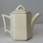 Vintage McCoy Tea/Coffee Pot w/Lid, 1940's Art Deco Hexagonal Shape Cream