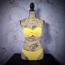 Yellow Twist Push-up Bandeau Matching Bikini Set
