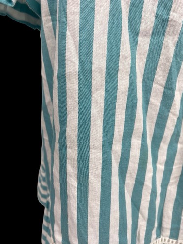 Vintage 80er Off Shoulder Top Shirt blau grün weiß Streifen Preppy Coastal 14 XL - Bild 6 von 12