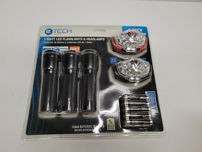 E Tech 3 Flashlights And 2 Headlamps Batteries included Cree Home Depot ...