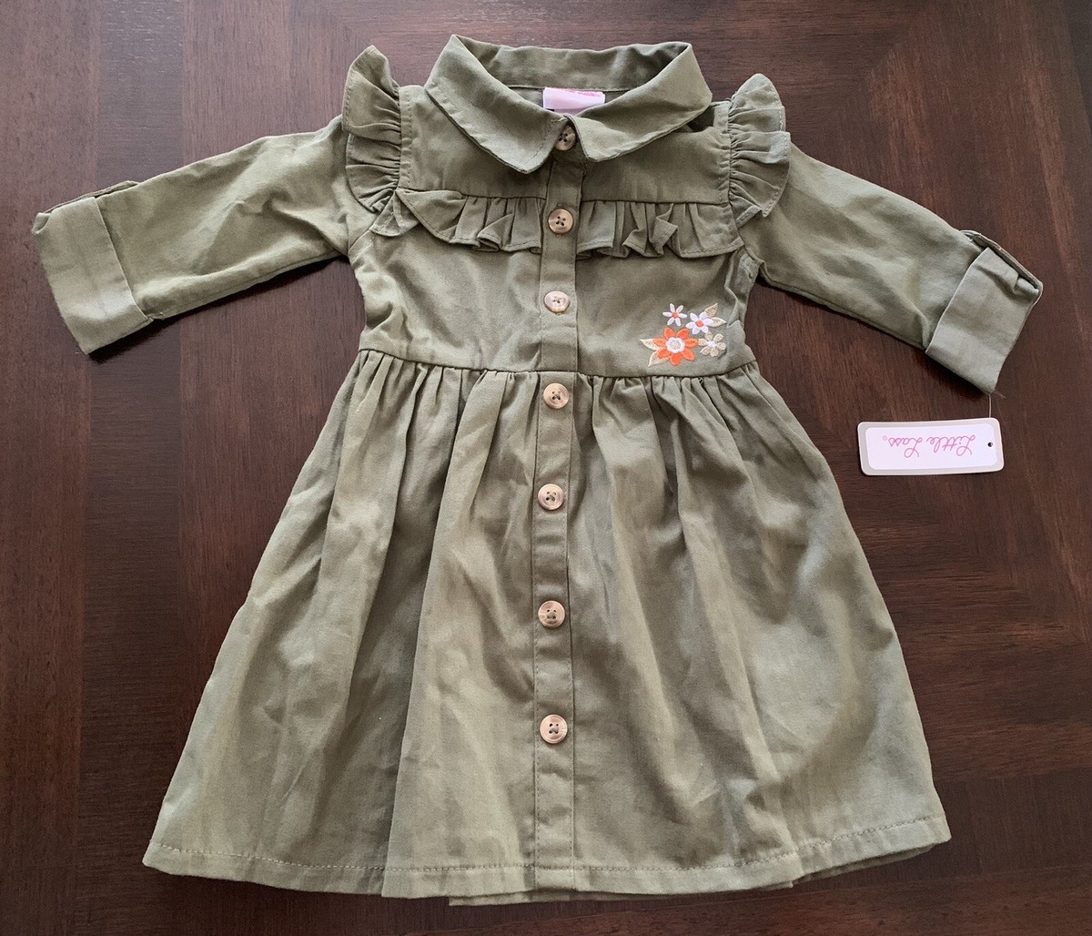 Toddler Girls Button Down Collar Long Sleeve Dress 2T (LITTLE LASS) | eBay