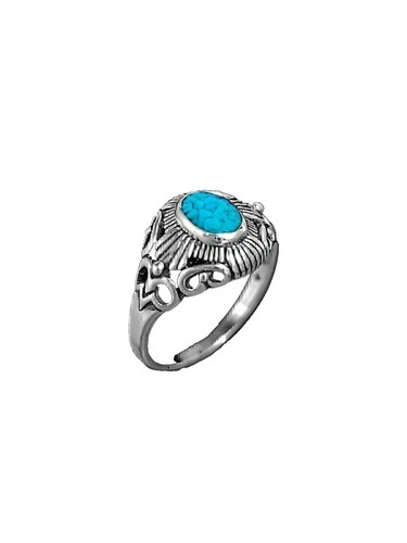 Vintage Running Bear Navajo Silver 925 & Multi Gem Inlay Ring Size