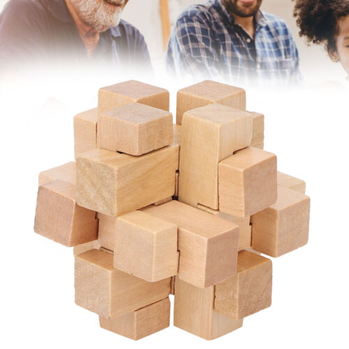 Wooden Puzzle Lock Interlocking 3D Prevent Alzheimer Small Brain Teaser Toy HOI - Picture 1 of 12