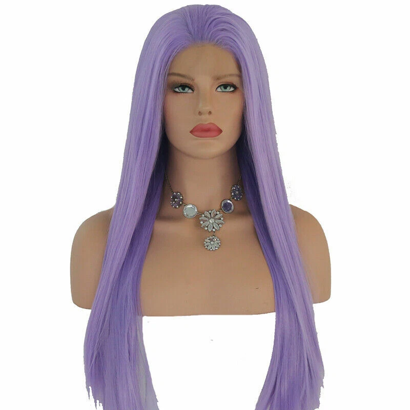 26 inch Lace Front wigs Women Long Straight Purple Synthetic Hair