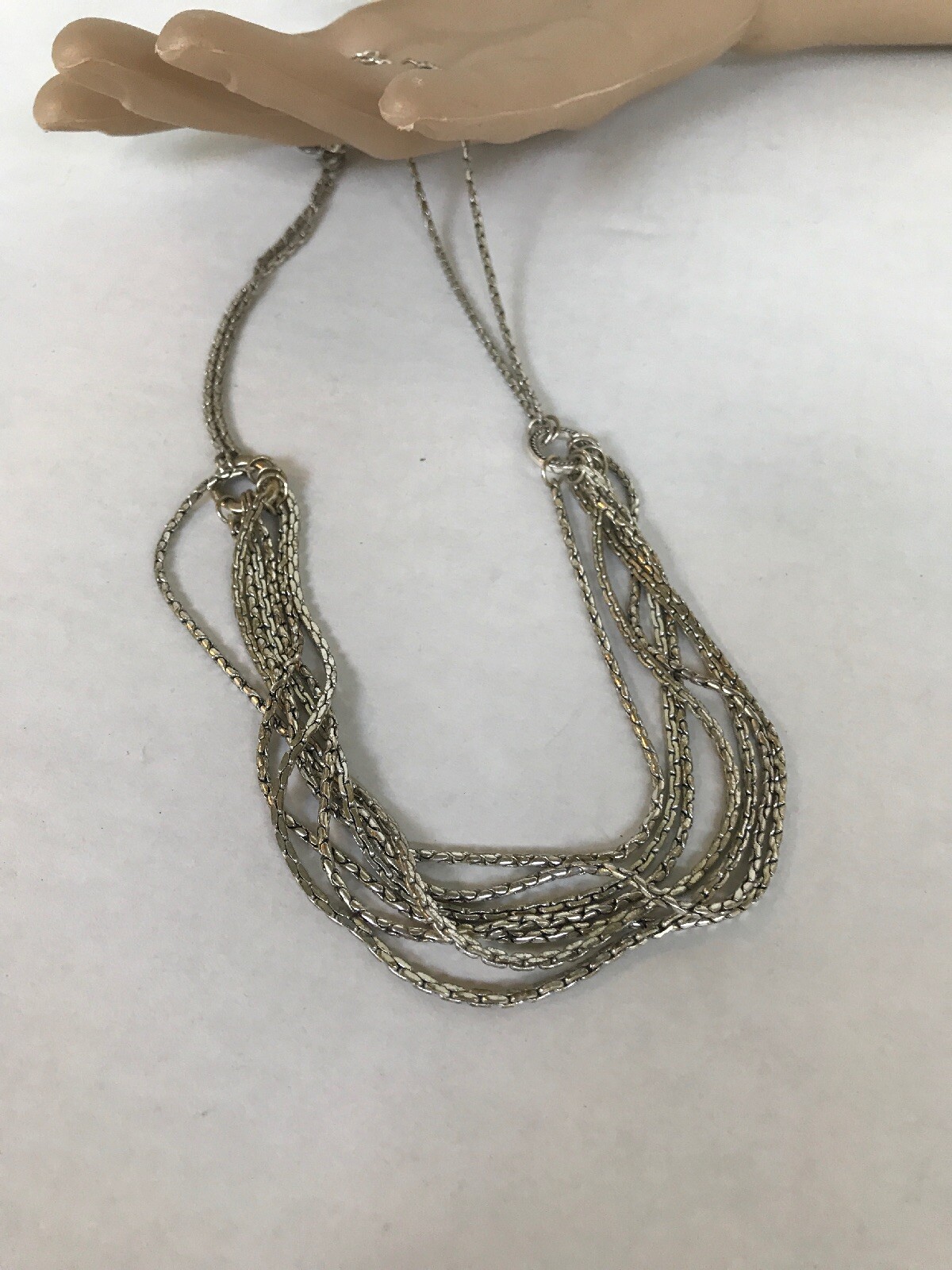 Monet Signed Necklace Multi-Layer drop style silv… - image 11