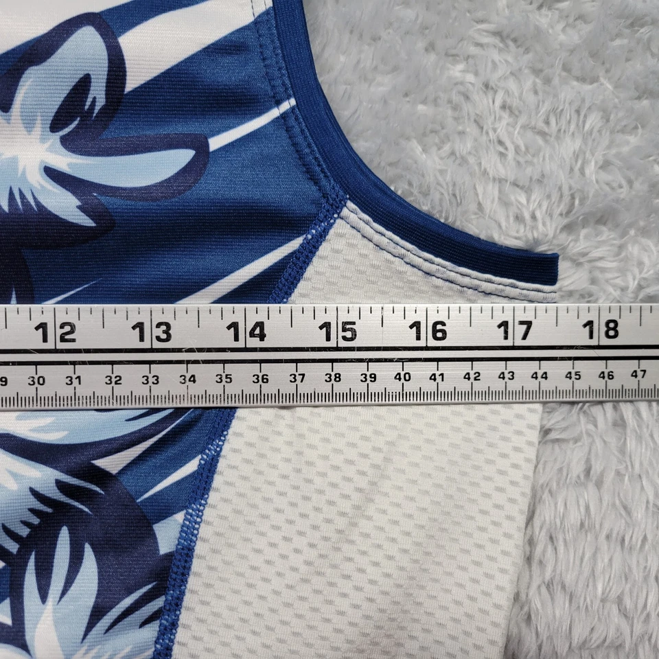 Camisa SUGOI feminina azul média floral sem mangas ciclismo roupa ativa - Imagem 3 de 4