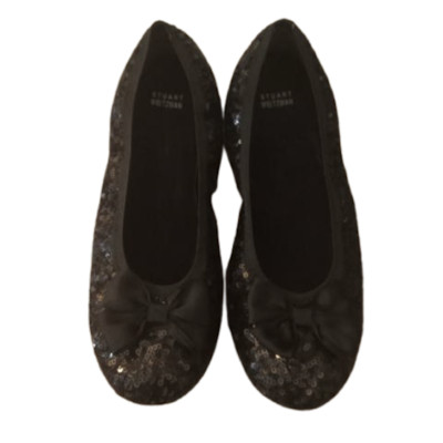 STUART WEITZMAN 'Fannie' Black Sequin Ballet Flat Girls Size 4 Slipper