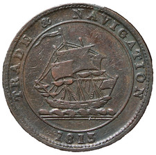 NS-21A3 Nova Scotia 1813 Half Penny Token Pure Copper Preferable #23715