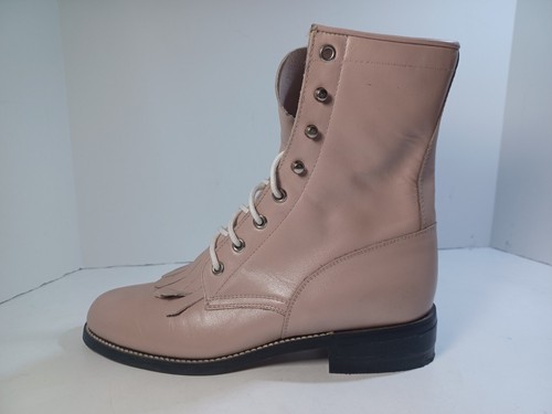 Women's Vintage Justin Diamond J Pink Leather Lacer Boots 5.5 B  - Picture 2 of 12