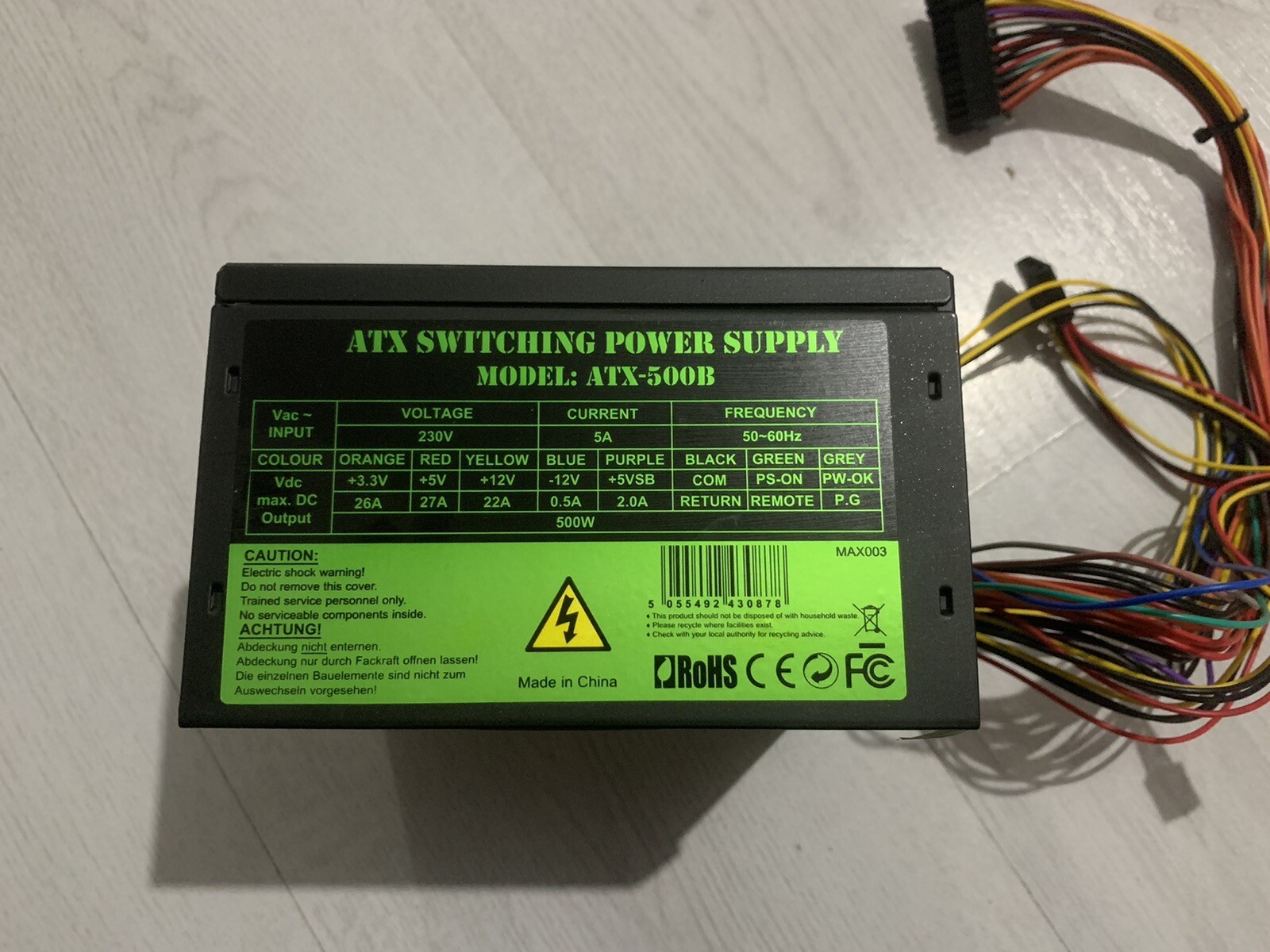 PSU ATX PC CIT ATX500B 500W Micro ATX PSU PC Power Supply 12cm Silent