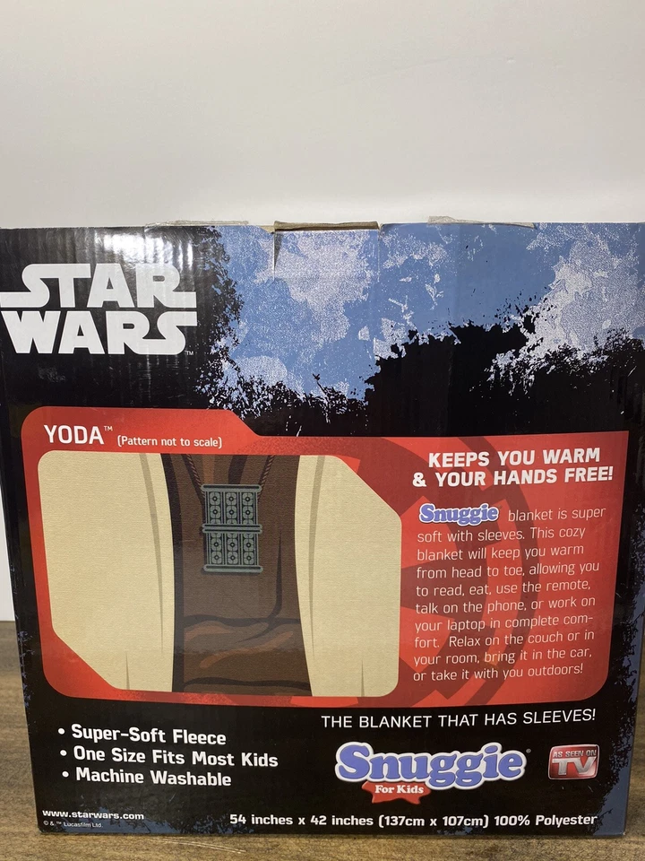 Star Wars NIÑOS YODA CÓMODO MANTA NUEVA CON MANGAS suave polar MANOS LIBRES Foto 2 de 4
