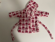 EUC Pink Owl SUPER SOFT Fleece Bathrobe Attached Hood Belt Girl 0-9 Months
