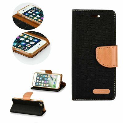 FÜR XIAOMI POCO M4 PRO 5G - CANVAS Handytasche Etui Hülle Handy Case SCHWARZ