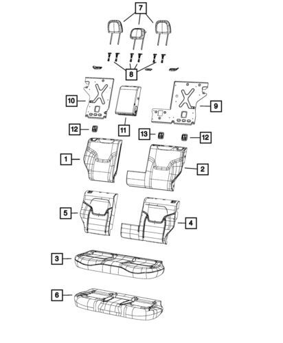 Cubierta del cojín del asiento trasero para Jeep Renegade 2015-2017 (N/P 6AM43PS4AA)
