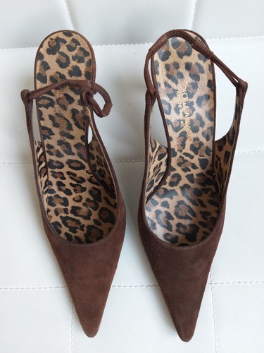 DOLCE e GABBANA D\u0026G tacco scarpe donna sling back n 37 marrone animalier |  eBay