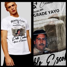 Pablo Escobar T-Shirt Medellin Cartel Premium Grade uncut coka XL White tee