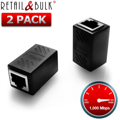 2 Pack High-Speed Ethernet Coupler Female to Female RJ45 Jacks, up to 1,000 Mbps