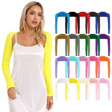 UK Women Long Sleeve Bolero Shrug Crop Top Open Front Cardigan Shrug Tee Shirt