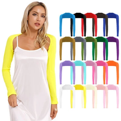 UK Women Long Sleeve Bolero Shrug Crop Top Open Front Cardigan Shrug Tee Shirt