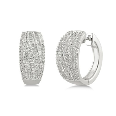 1 ctw Diamant Cluster Twist Creolen in 925 Sterling Silber für Damen