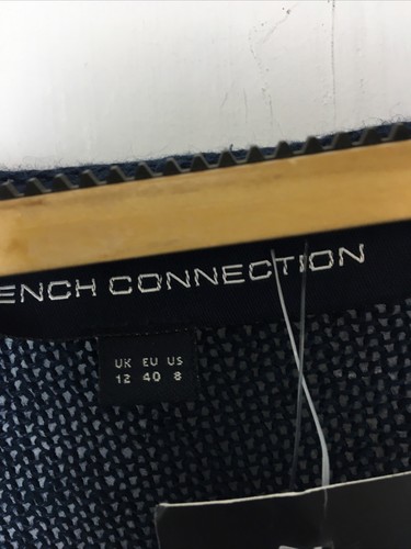 French Connection 'Silky Sally' Navy Knit Half Sleeve Jumper 2in1 Hem UK 12 B43 - Picture 4 of 5
