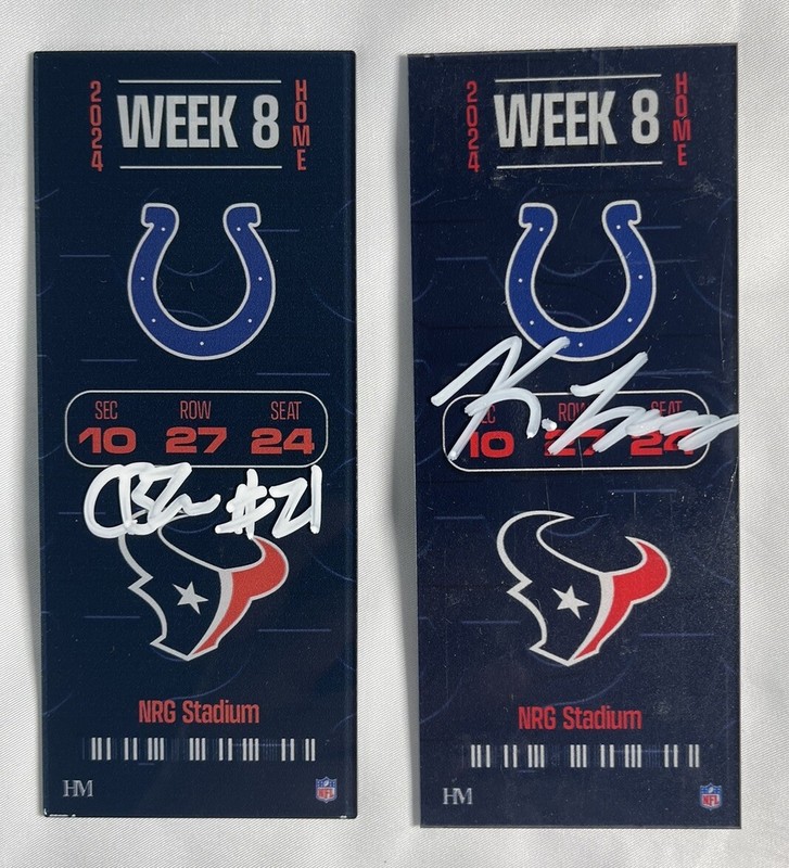LOT WEEK 8 TEXANS ROOKIES Vs Colts SIGNED TICKETS LASSITER 9/10 Bullock 5/10 BGS