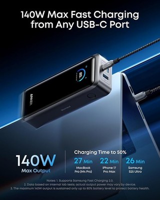 Anker Prime Power Bank, 26,250mAh 3-Port Portable Charger with