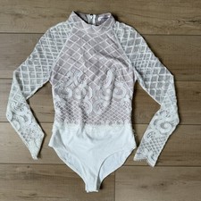 Women  s Ivory Lace bodysuit M Sweetaeacia coquette Dollete Fairy Cottagecore