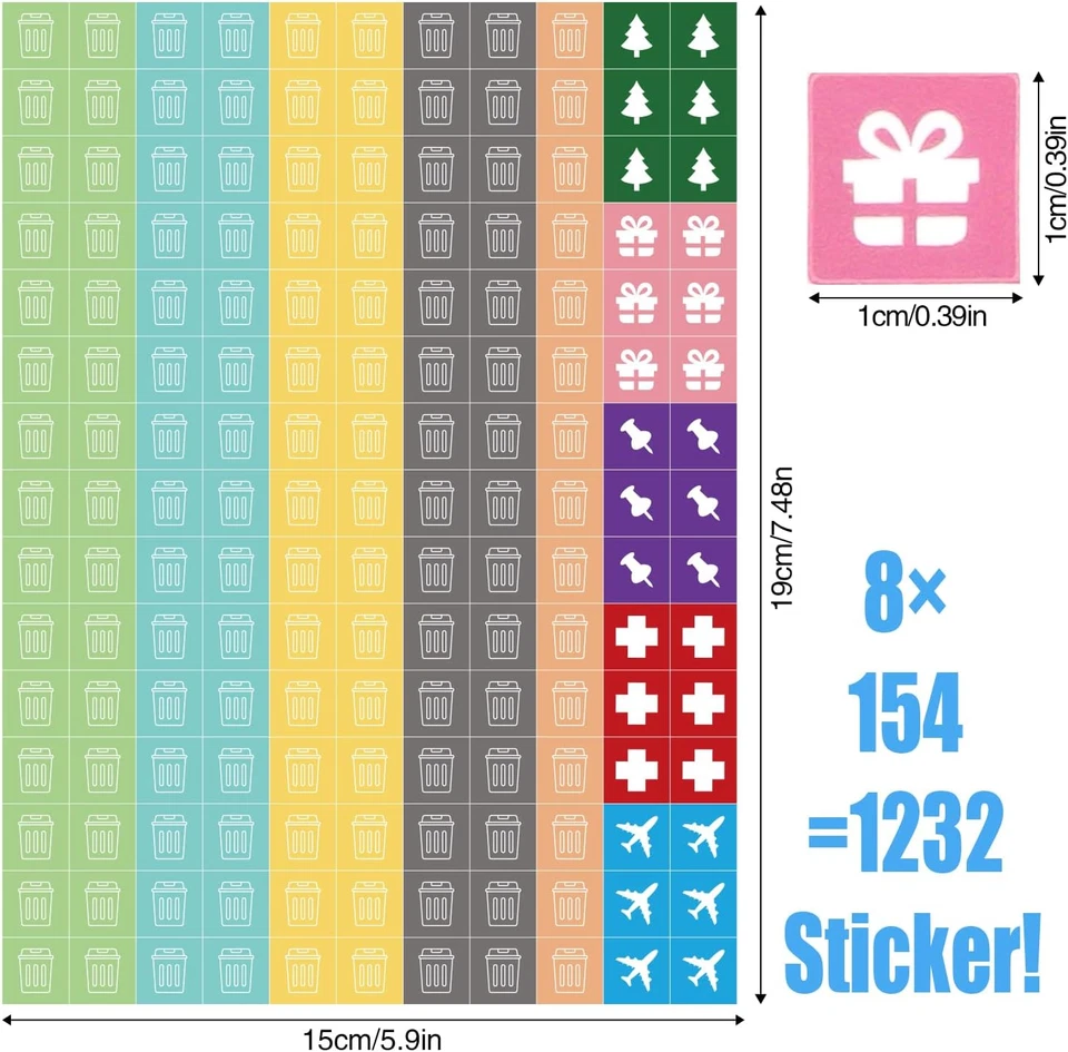 Kalender Sticker Set 1230+ Aufkleber Mülltonne Termine Geburtstage Weihnachten - Bild 2 von 4
