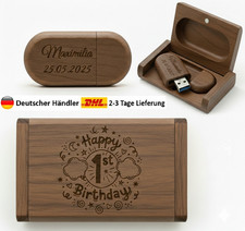 USB Flash Drive Personalised Gift Box Birthday Engraved Names Baby Girl Boy