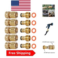 Solid Brass Quick Connect Hose Fittings - No-Leak 3/4 Inch Thread Set of 5