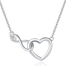 Infinity Love Heart Necklace Bracelet 925 Sterling Sliver Gold Plated Dainty Sim