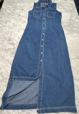 Vintage Y2K Gap Denim Dress Women's 6 Snap Button Long Sleeveless Cottage Core