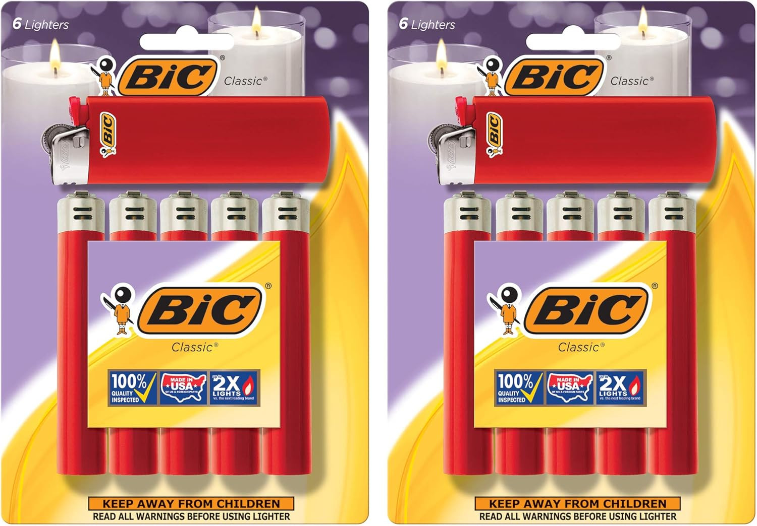 BIC Classic Maxi Pocket Lighter, Red, 12-Pack (Packaging May Vary)