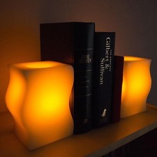 Battery Operated Flameless Scented Book End Candles Set With Real Wick Real Wax