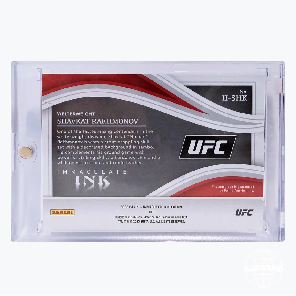 2023 PANINI IMMACULATE COLLECTION UFC SHAVKAT RAKHMONOV AUTO /49 LC - Image 2 of 3