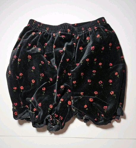 Vtg All Mine Girls 24 Month 2 Pc Velvet Velour Black Floral Dress With Bottoms  - 第 8/10 張圖片