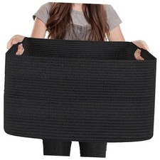 Extra Large Rectangle Storage Basket, 23.6" x 17" x 12" Blanket Basket Black
