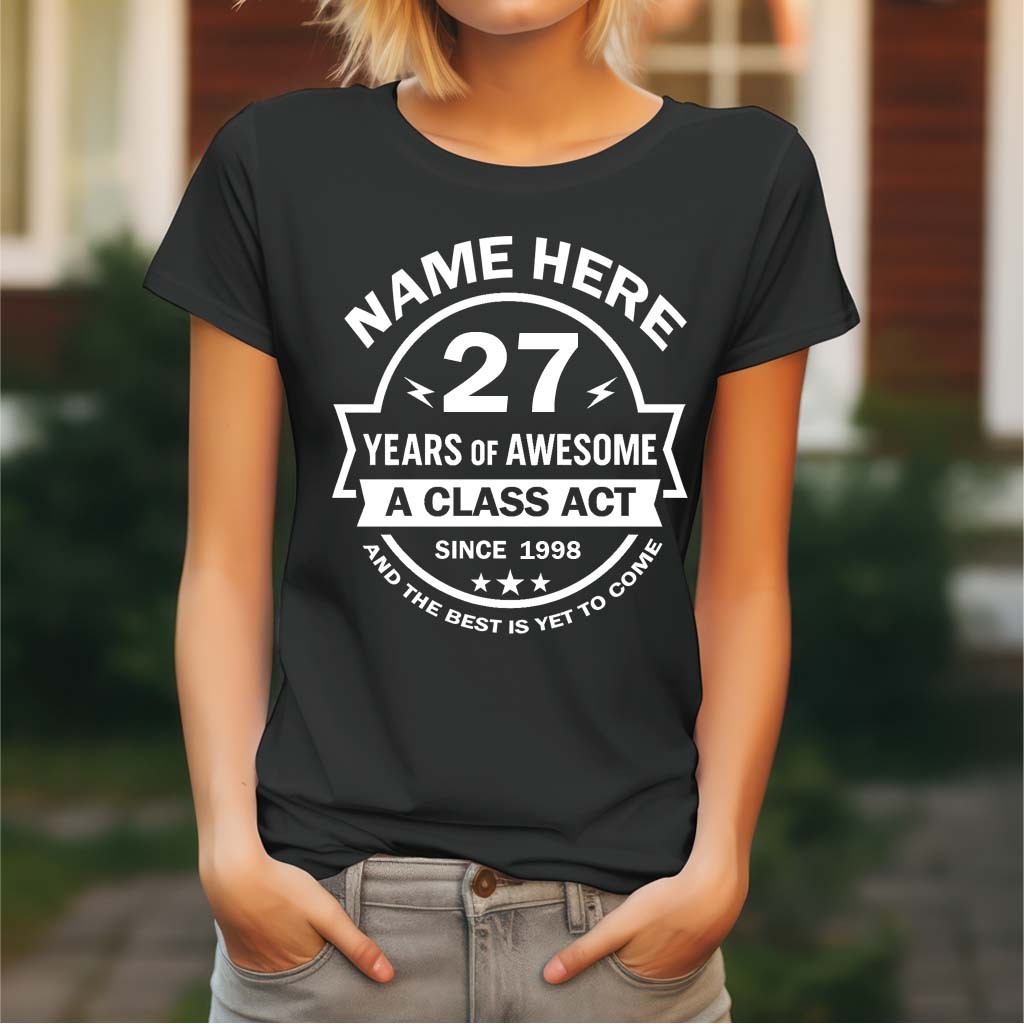 ALTRA T shirt 27° compleanno uomo e donna personalizzata aggiungi nome età e anno classica