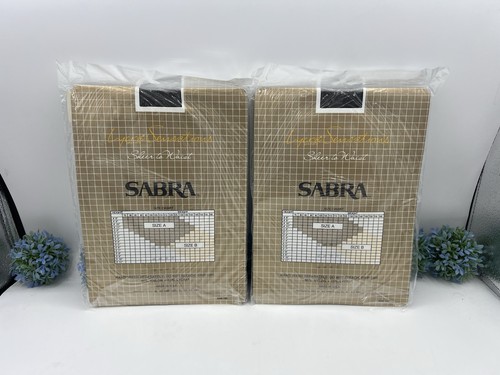 2Vtg Sabra Lycra Sensation Sheer To Waist Pantyhose Off Black Size B 125-165 Lbs - Picture 2 of 7