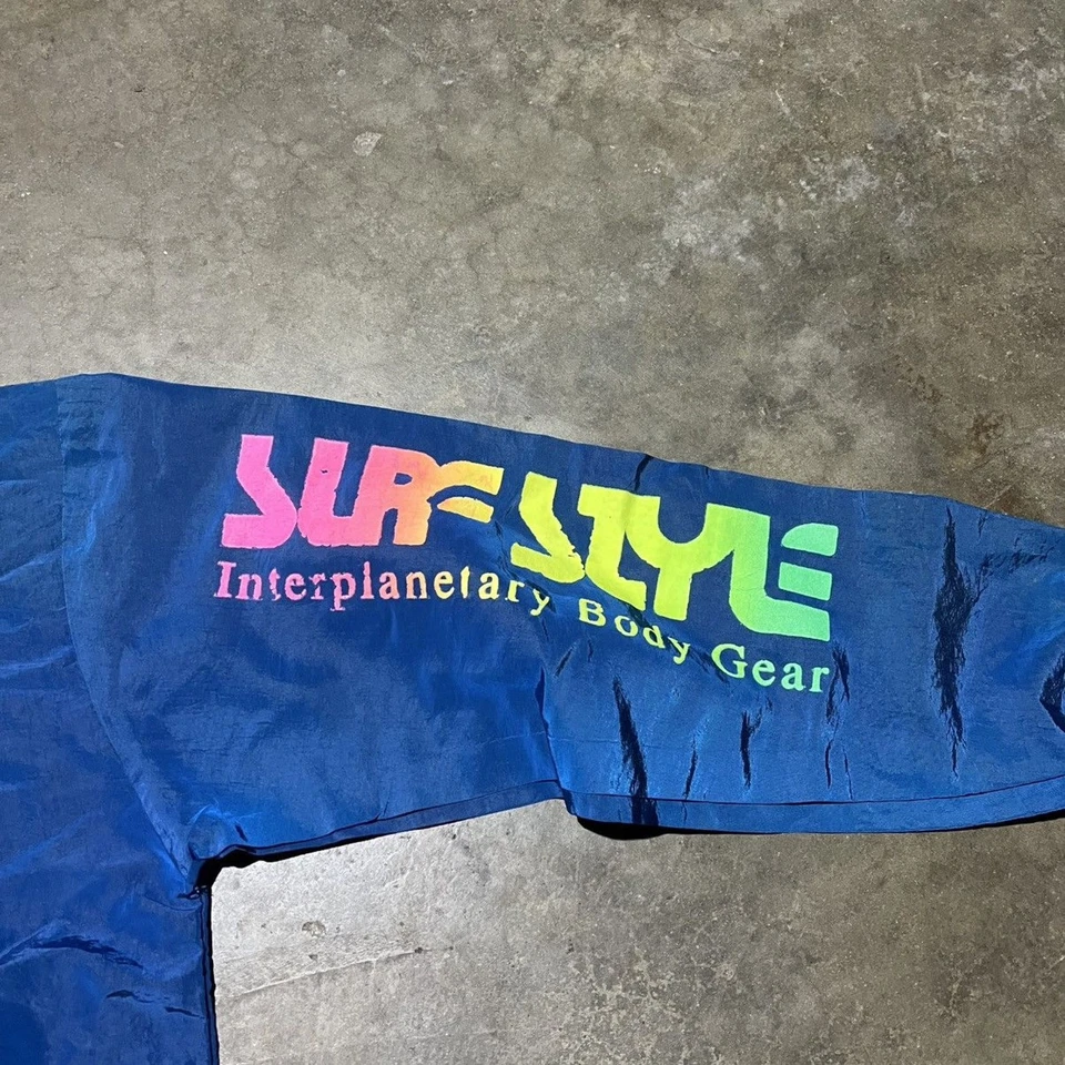 Vintage 90s Surf Style Blue Windbreaker Pullover 1990s - Image 3 of 4