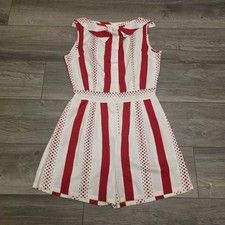 Vtg RARE 1950-60s Valley Frocks Red White Stripe Polka Dot Romper Size 12