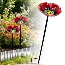 Cast Iron Poppy Garden Ornament Wild Bird Dish Seed Feeder Dish Bath