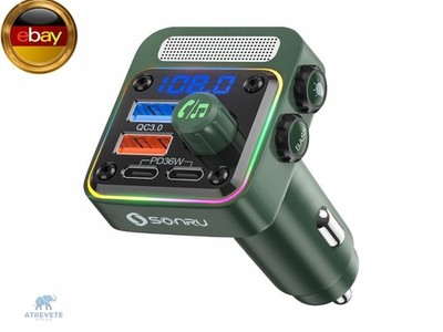 FM Transmitter Auto Bluetooth 5.3 Adapter Auto, Bass & HiFi Stereo